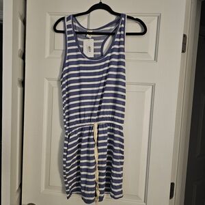 Fth Ray Blue and White Striped Sleeveless Romper Size L